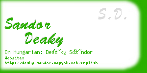 sandor deaky business card